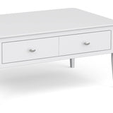 Chester White Coffee Table - Close up of drawer front