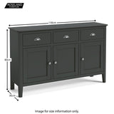 Dumbarton Charcoal Grey Large 3 Door Sideboard - Size Guide