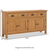 Surrey Oak Extra Large Sideboard dimensions