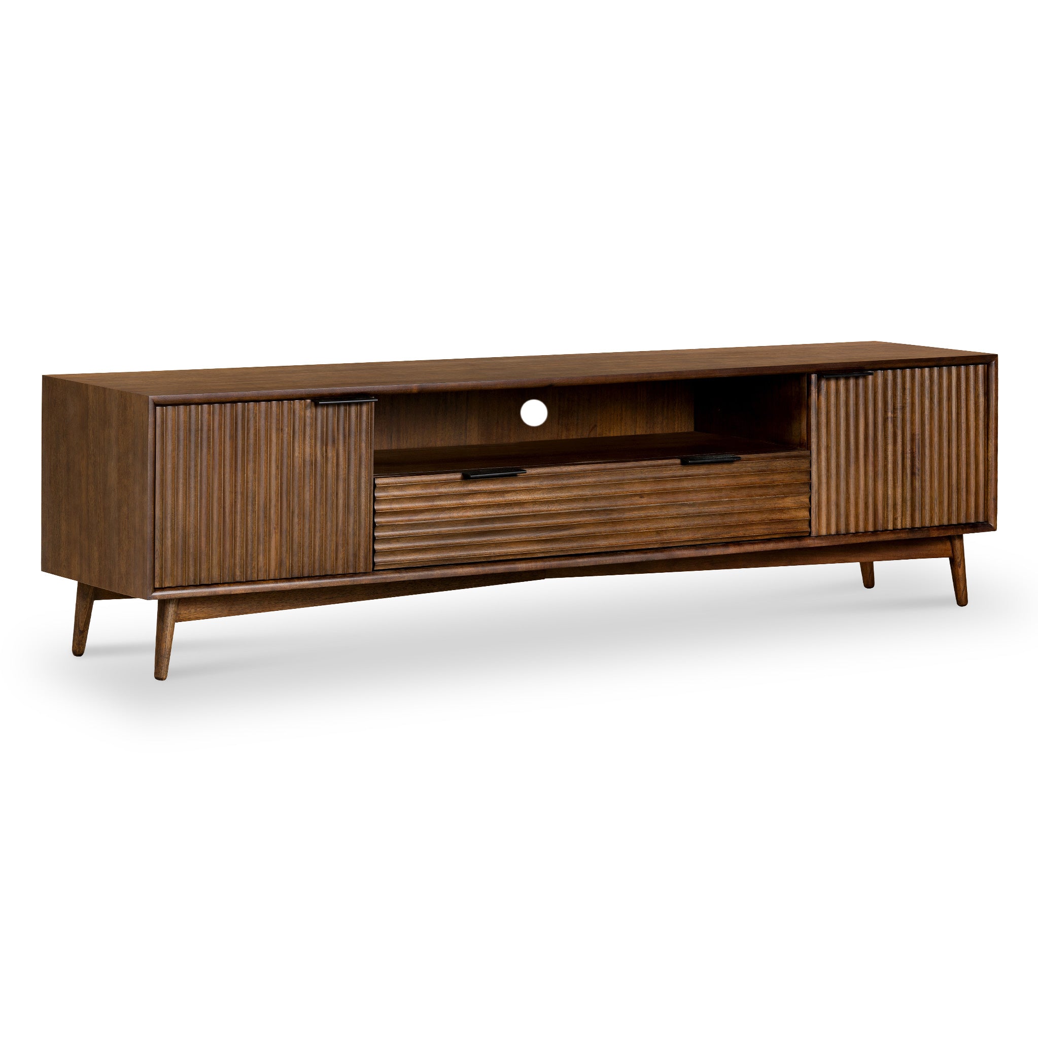 Walnut media outlet unit