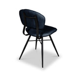 Emilee Navy Blue Leather Quilted Back Dining Chair