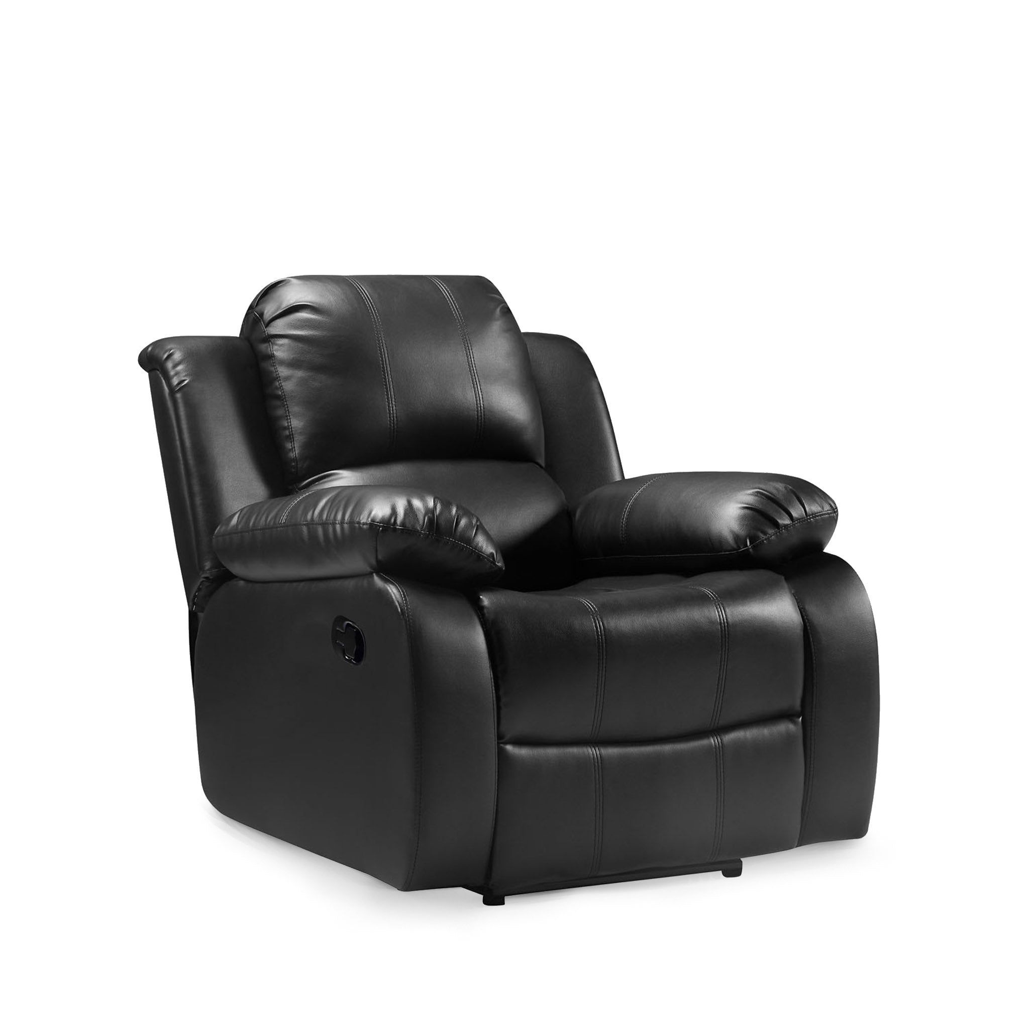 Black leather online armchair with ottoman