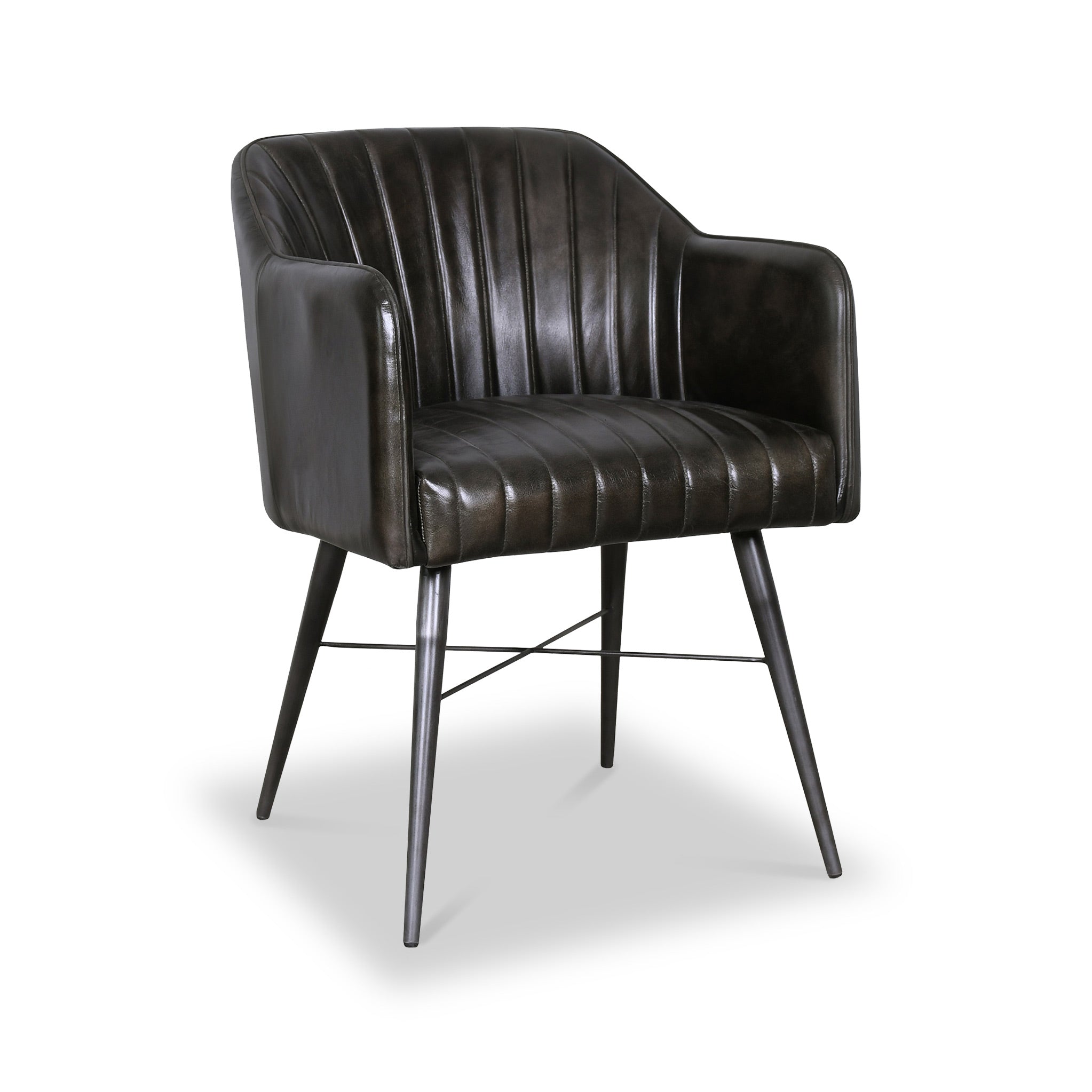 Aitor Buffalo Leather Armchair with Pleated Back Roseland