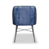 Aitor Blue Leather Armchair with Pleated Back from Roseland Furniture