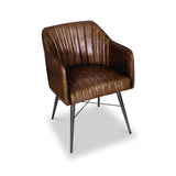 Aitor Brown Leather Armchair with Pleated Back from Roseland Furniture