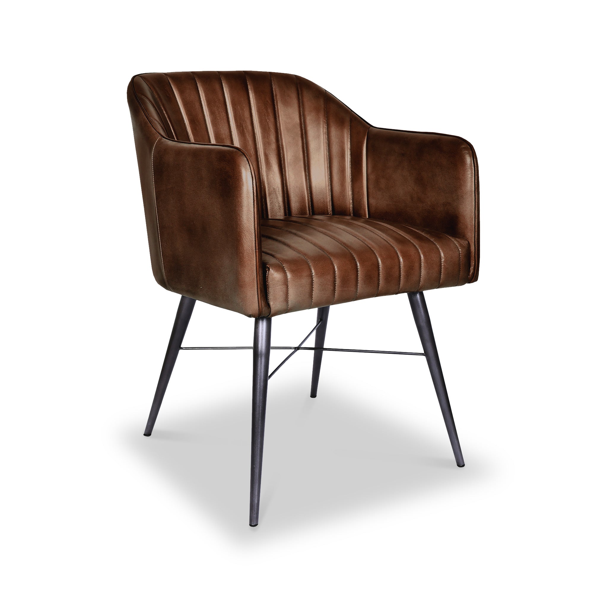 Aitor Buffalo Leather Armchair with Pleated Back Roseland