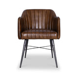 Aitor Brown Leather Armchair with Pleated Back from Roseland Furniture