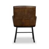 Leota Brown Leather Armchair with Pleated Back