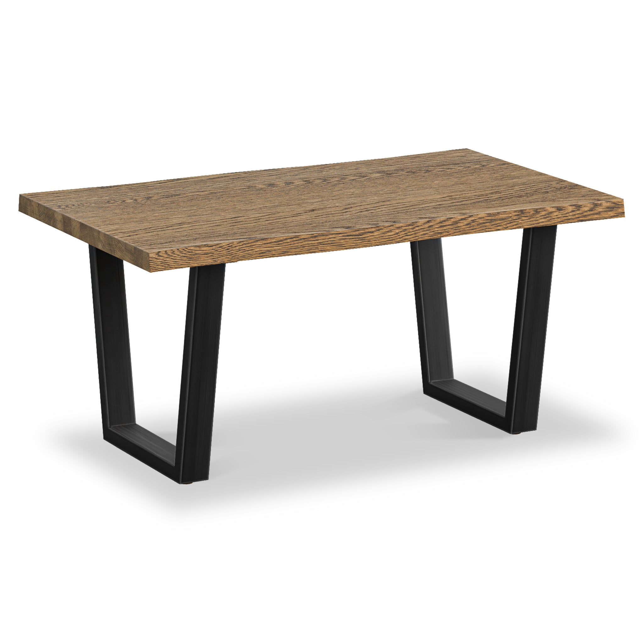 Oak coffee table on sale with metal legs