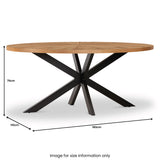 Sunburst Oak 180cm Ellipse Dining Table dimensions