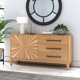 Sunburst Oak Large 2 Door 3 Drawer Sideboard for living room