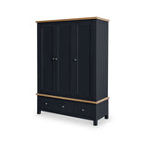 Farrow Black 3 Door  Wardrobe with Storage Drawers