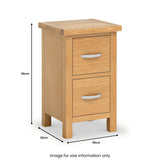 London Oak Slim Bedside Table dimensions