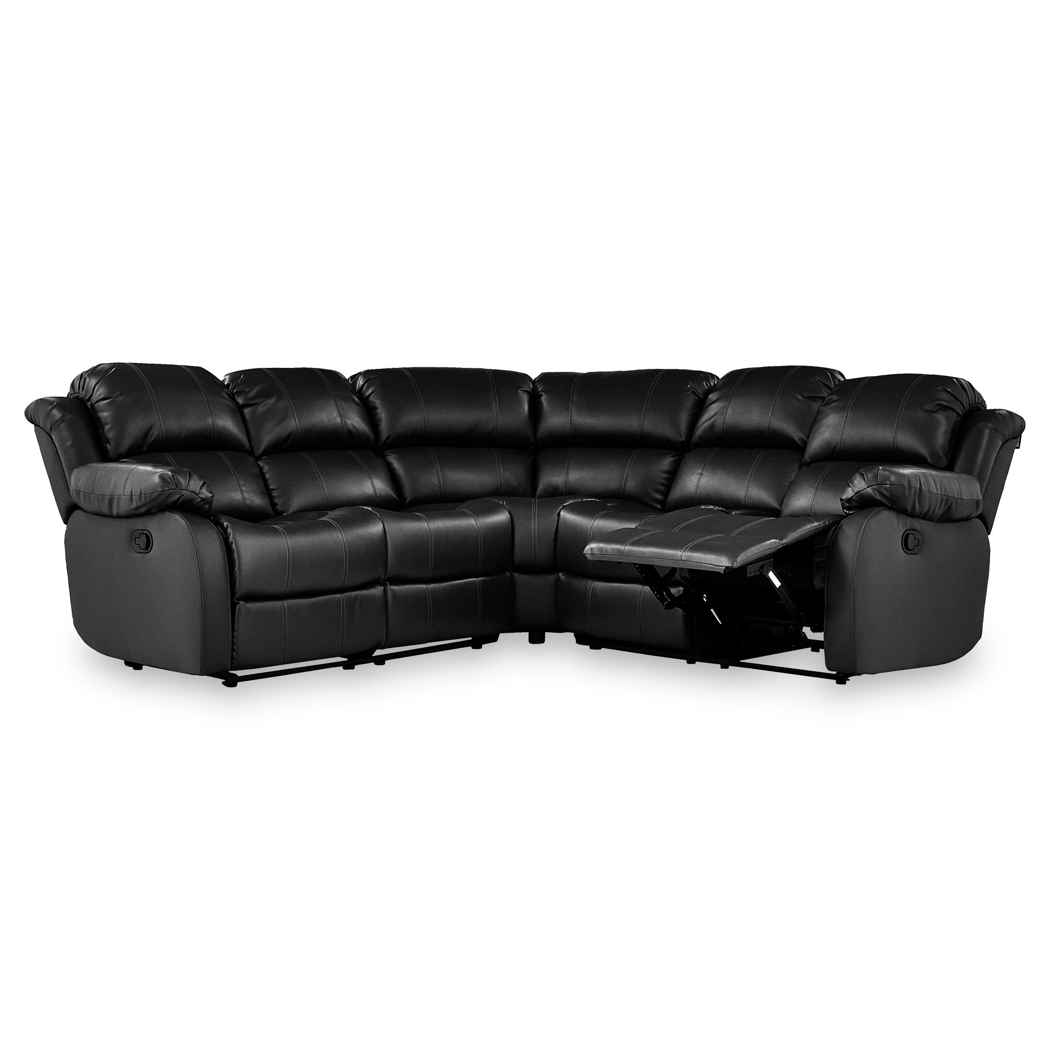 Black leather reclining on sale sectional sofa