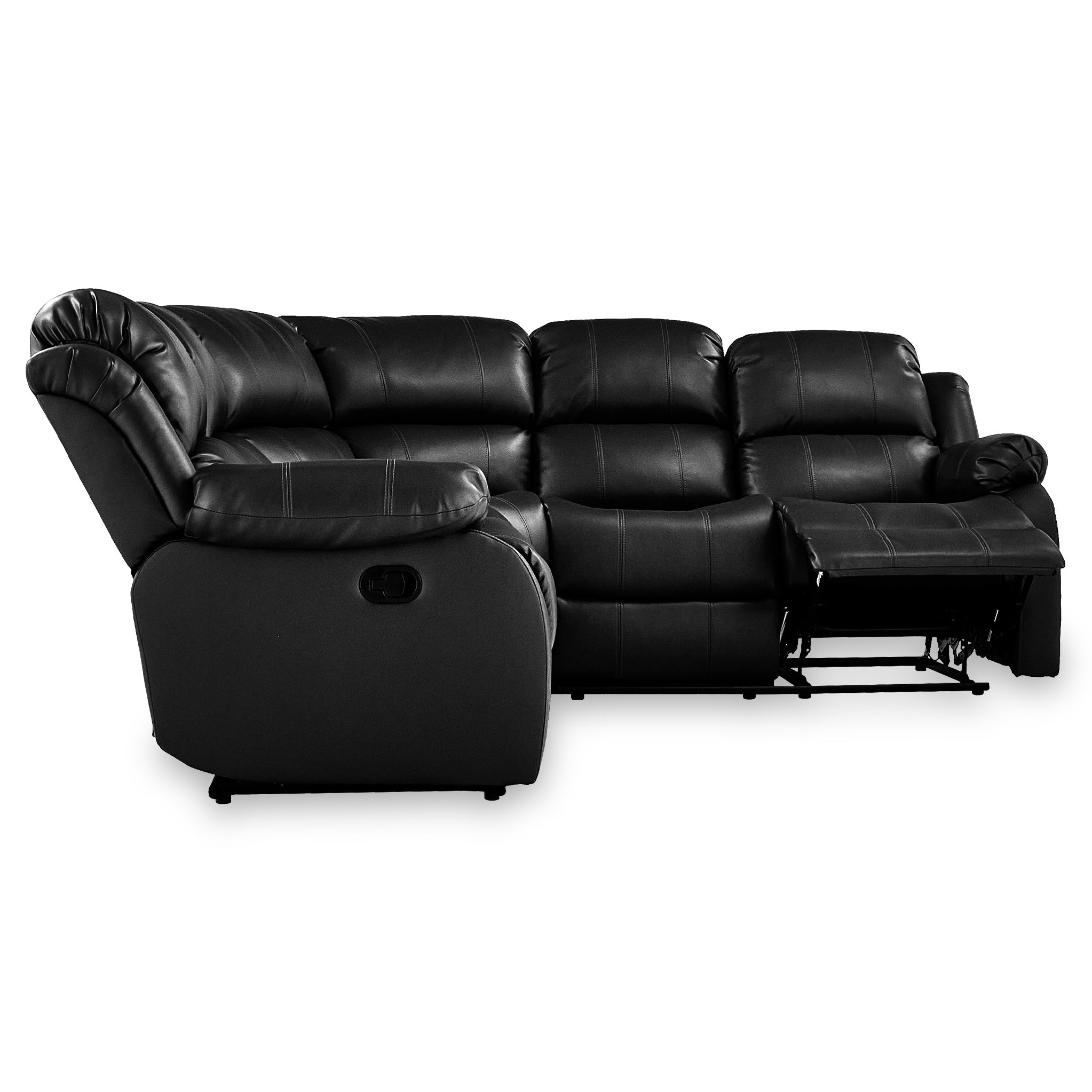 Leather sofa with recliners deals on each end