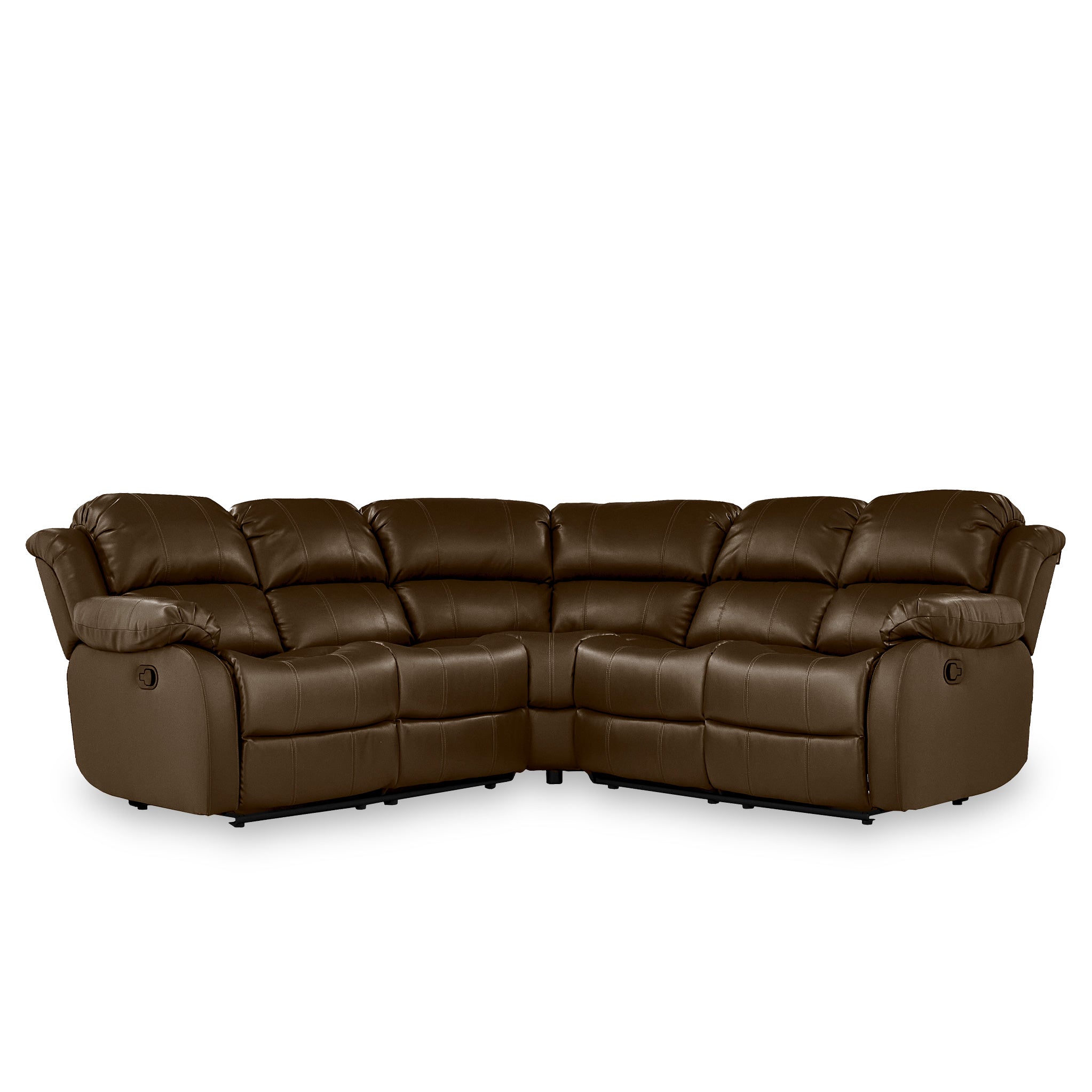 Brown leather deals corner recliner sofa