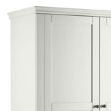 close up of cornices top on the Melrose White Double Wardrobe with Drawers