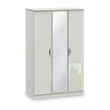 Beckett Cream Gloss Triple Mirror Wardrobe from Roseland