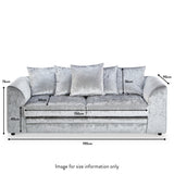 Tamara Silver Crushed Velvet 3 Seater Sofa dimensions