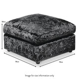 Tamara Black Crushed Velvet Footstool dimensions