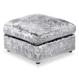 Tamara Silver Crushed Velvet Footstool from Roseland Furniture