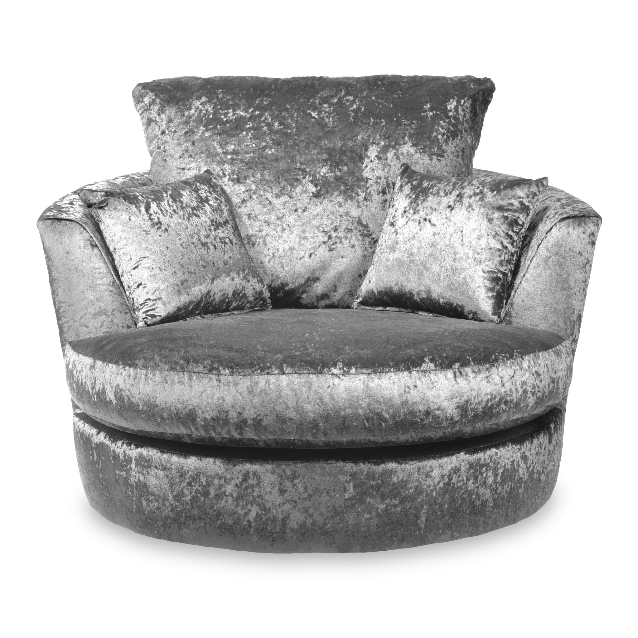 Crushed velvet swivel cuddle shop chair