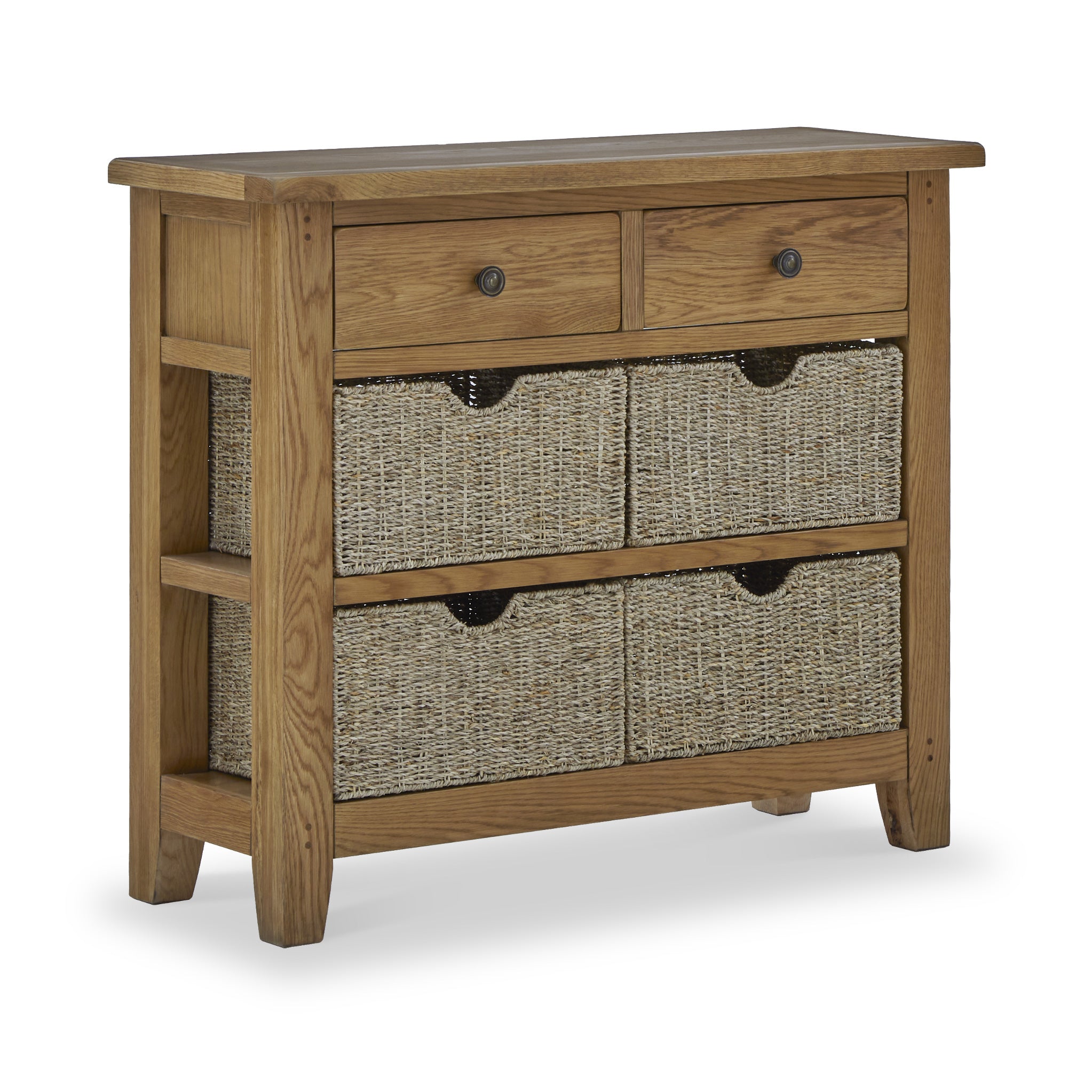 Console with deals storage baskets