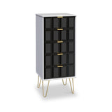 Harlow Black & White 5 Drawer Tallboy with Gold Hairpin Legs from Roseland