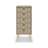 Harlow Taupe 5 Drawer Tallboy with Gold Hairpin Legs