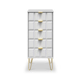 Harlow White 5 Drawer Tallboy with Gold Hairpin Legs