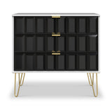 Harlow Black & White 3 Drawer Chest with Gold Hairpin Legs