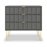 Harlow Grey 3 Drawer Chest with Gold Hairpin Legs