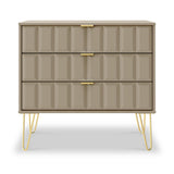 Harlow Taupe 3 Drawer Chest with Gold Hairpin Legs