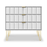 Harlow Whtie 3 Drawer Chest with Gold Hairpin Legs