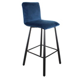 Blue Whitney Velvet Breakfast Bar Stool with steel legs