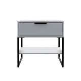 Hudson Grey 1 Drawer with Shelf Side Table with black legs from Roseland