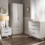 Hudson white 2 drawer bedside table with black legs for bedroom