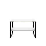 Hudson White Sofa Side Lamp Table with Shelf and black legs