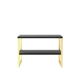 Hudson Black Sofa Side Lamp Table with shelf and gold legs from Roseland