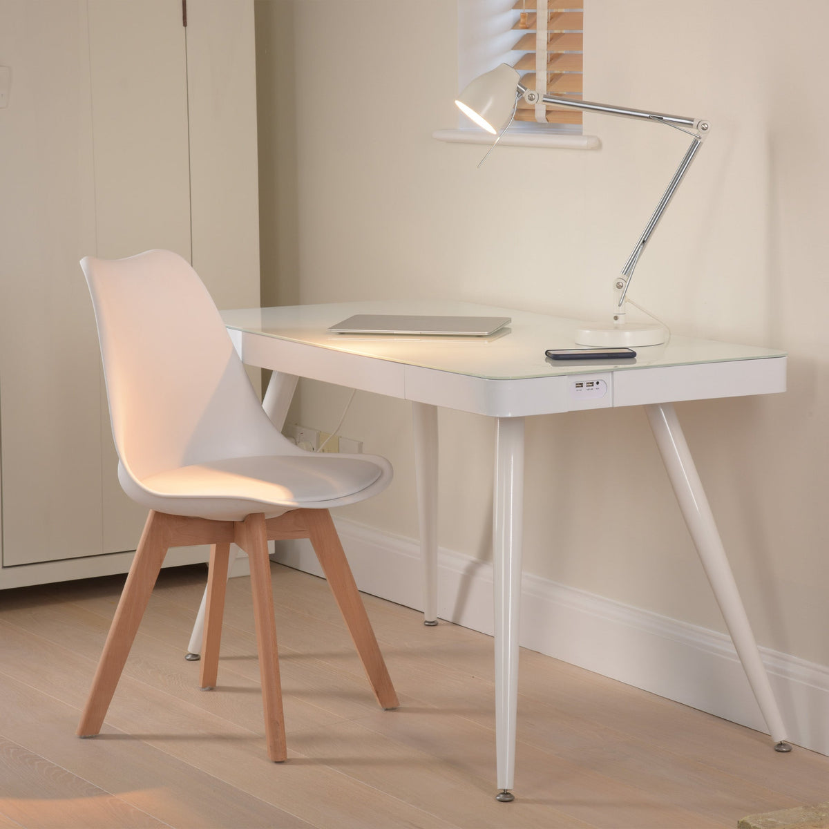 Tori White Wireless Smart Office Desk  Lifestyle