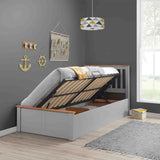 left hand opened Atlas Grey ottoman storage bed