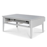 Elgin Grey Coffee Table with Drawer  - Side view with drawer open opposite side