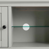 Elgin Grey 90cm Small TV Unit - Close up of glass shelf