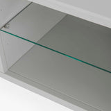 Elgin Grey 90cm Small TV Unit - Close up of glass shelf looking down