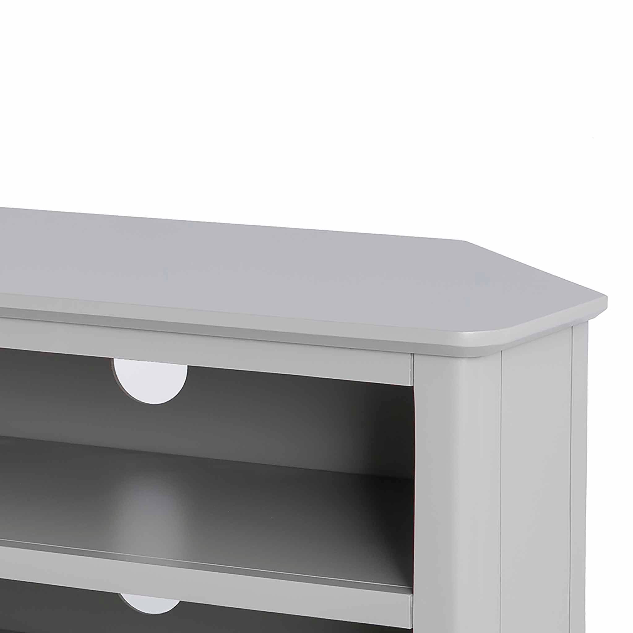 Small white corner store tv stand