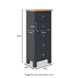 Farrow Charcoal 5 Drawer Tallboy Chest dimensions