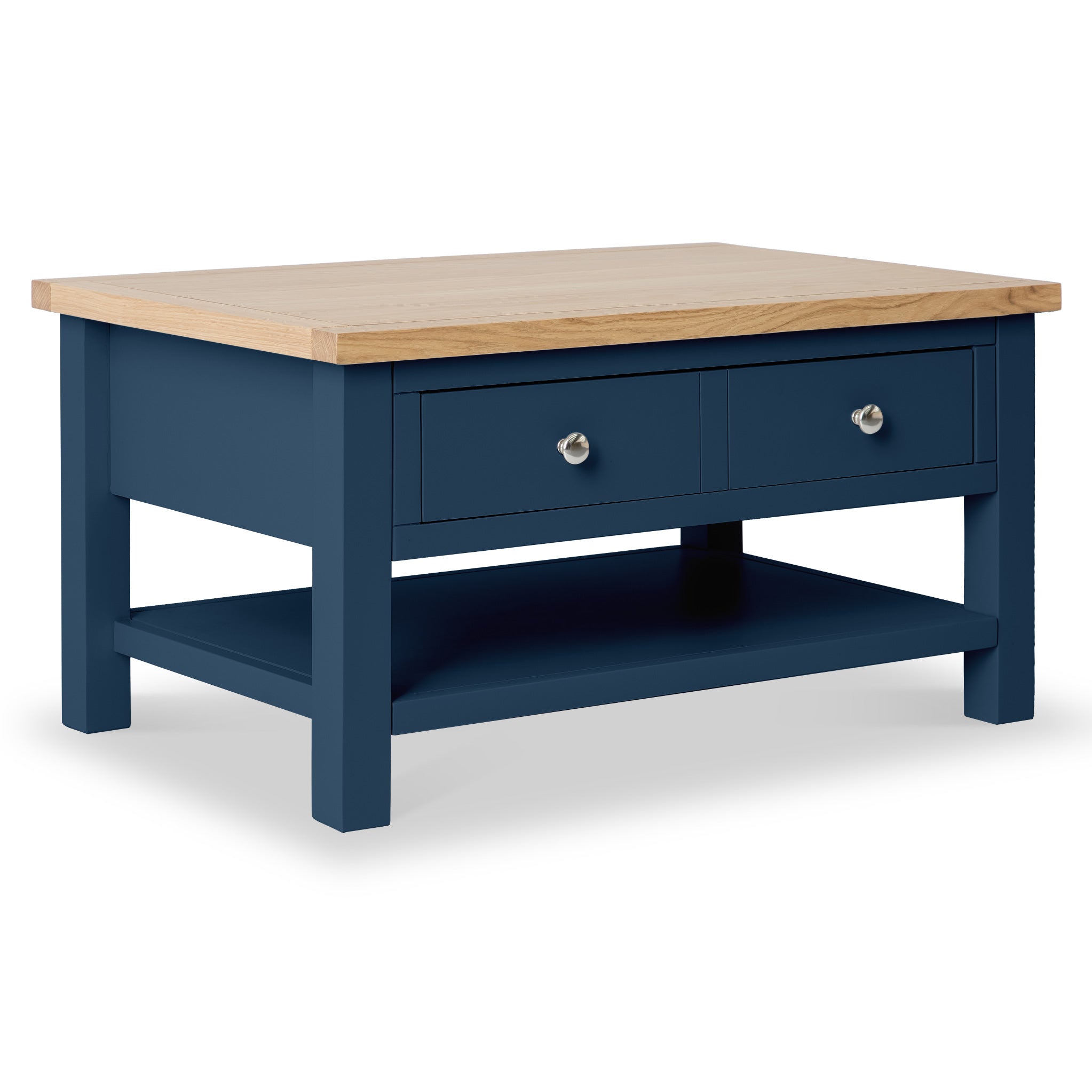 Navy blue coffee table deals with storage