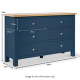 Farrow Navy Blue 6 Drawer Bedroom Chest dimensions