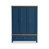 Farrow Navy Blue Triple Wardrobe with Storage Drawers