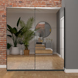 Holland Anthracite 180cm Sliding Full Mirror Double Wardrobe